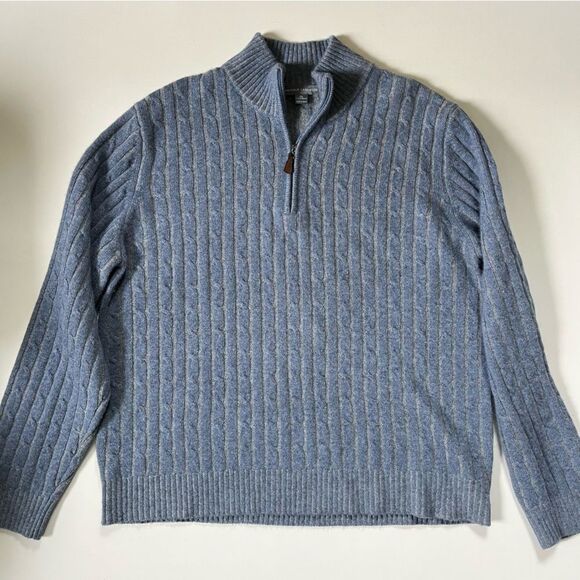 Amicale 100% Cashmere Plaited Cable Cashmere 1/4-Zip XXL - Picture 3 of 9